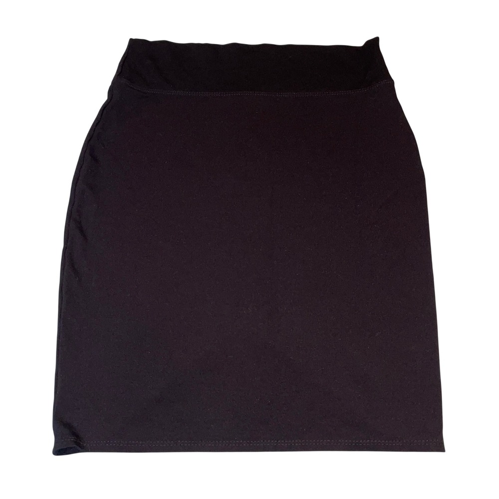 Hybrid & Company Pencil Skirt Bodycon Large Black Back Vent Minimalist Office
